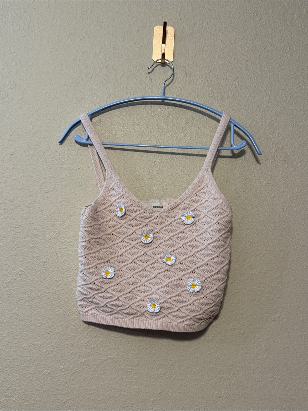 Sweet Republic Crochet‎ Tank Top in Cream With Flowers Size Small
